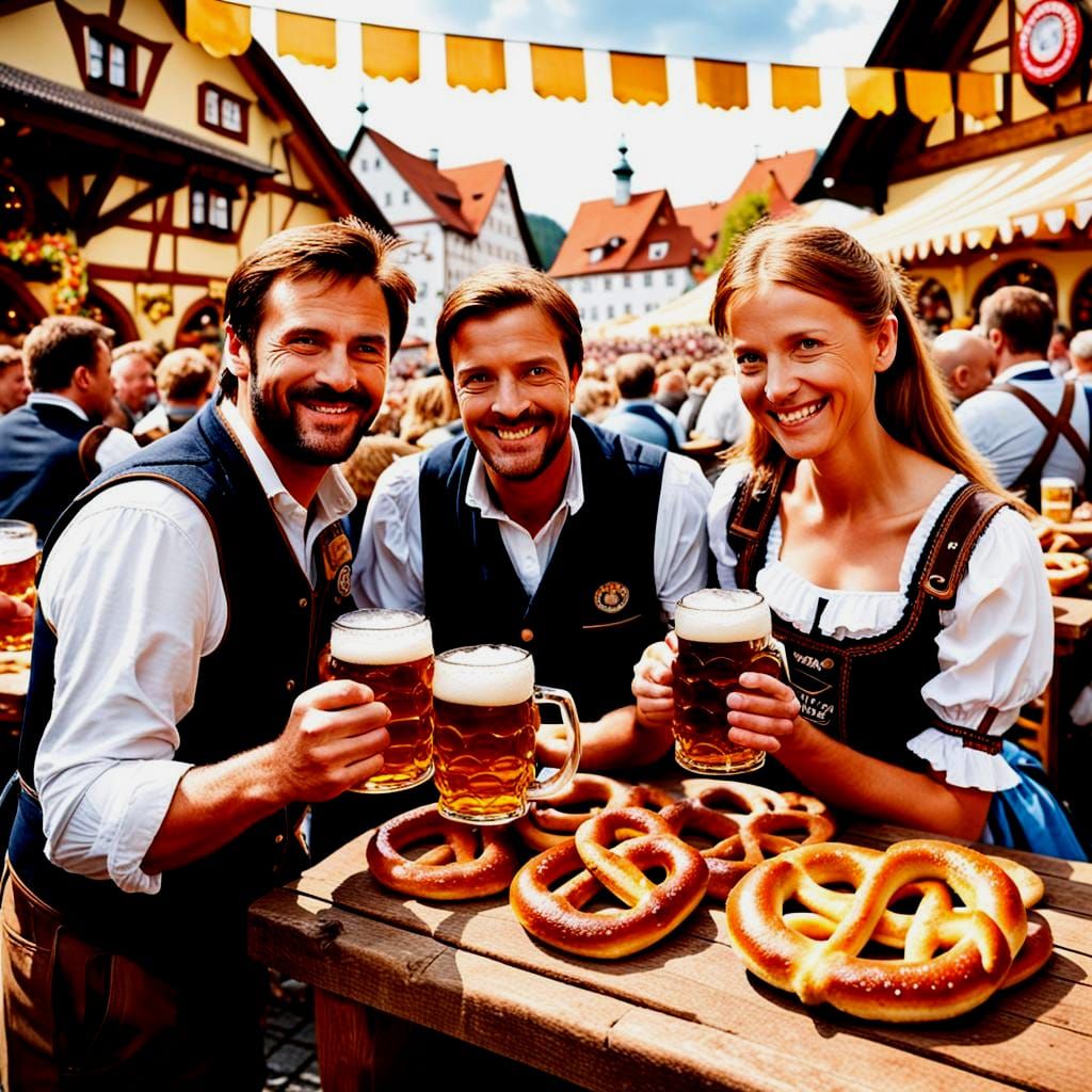 Oktoberfest Beer Garden Scene in Germany