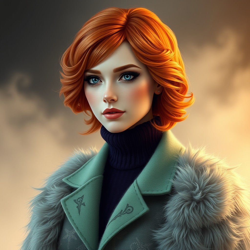 Queen with Orange Hair in Dreamy Mist