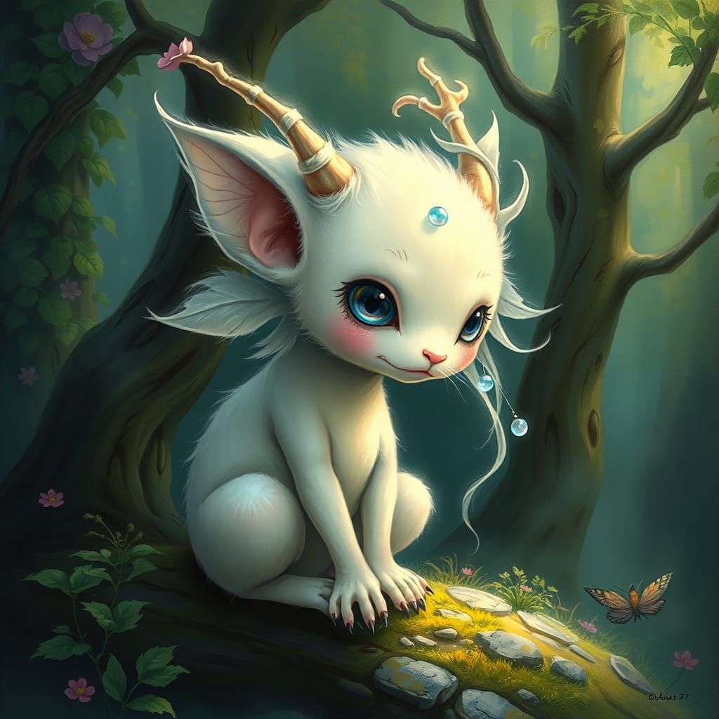 Ethereal Mormookie in Vibrant Whimsical Forest