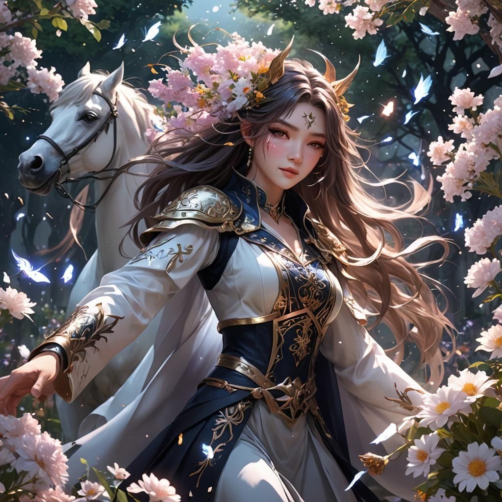 Fantasy Sorceress Conjuring Magic in Anime Style