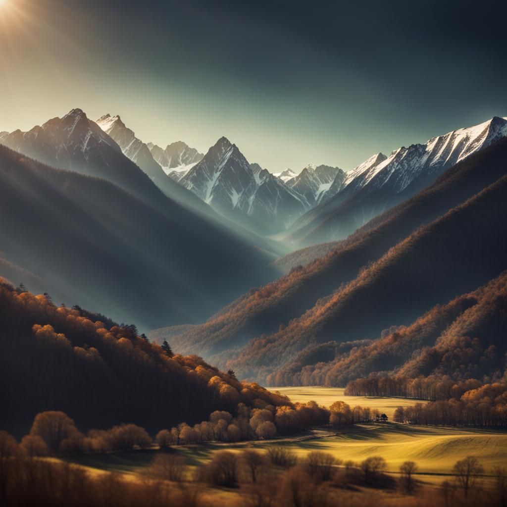 Majestic Mountain Valley in Sharp Focus