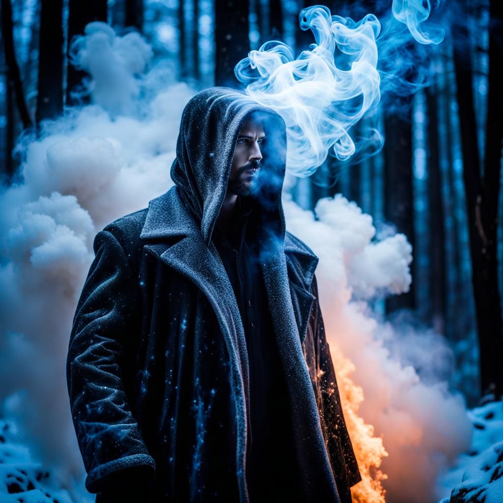 Ethereal Smoke Wraith in Winter Forest