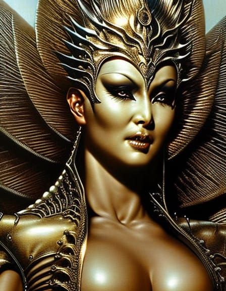 Ornate Half-Demon Portrait in Photorealistic Style