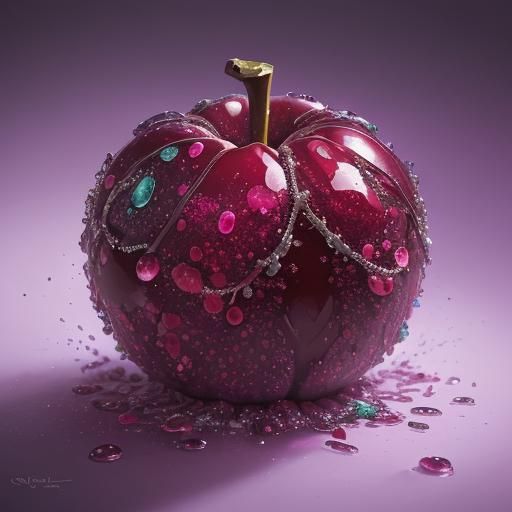Gemstone Candy Apple in Hyperrealistic Splash Art