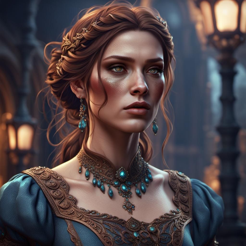 Animated Sad Woman Close-up in Detailed Matte Style