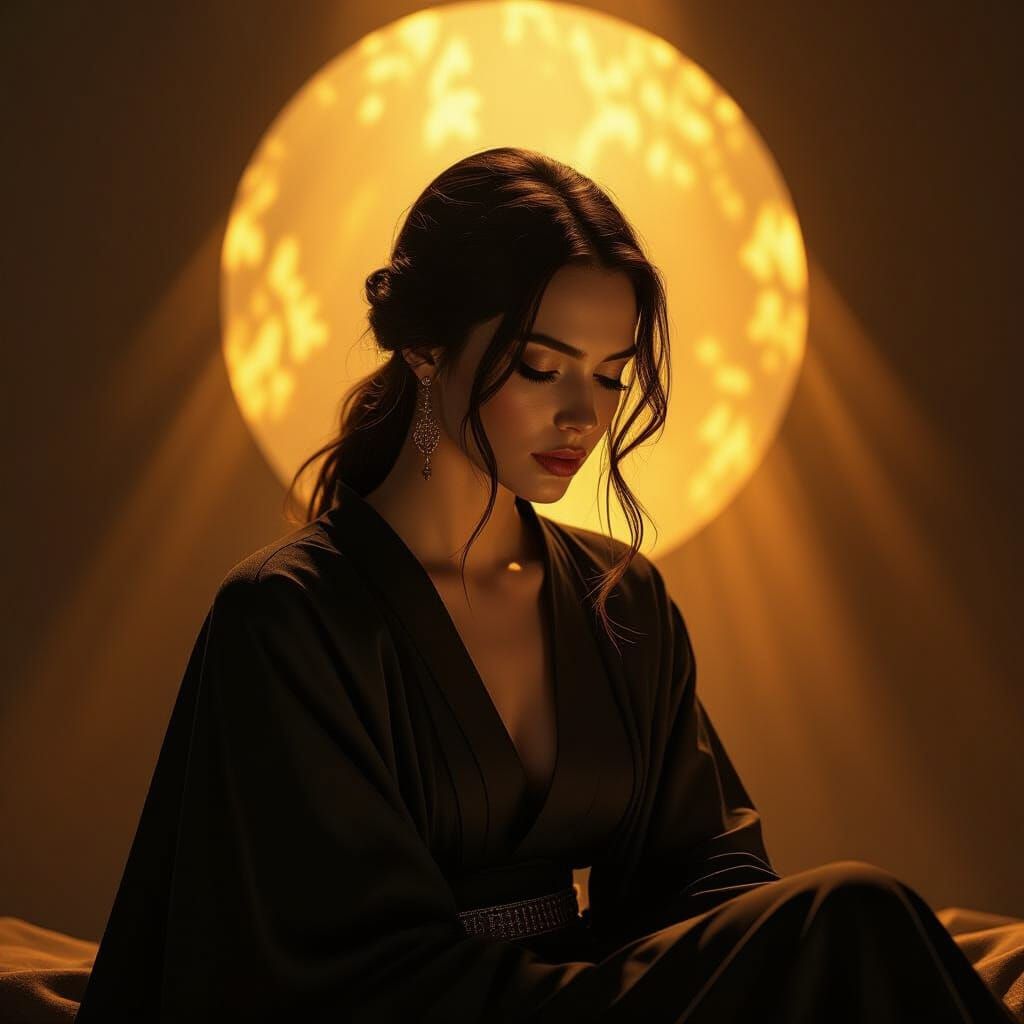 Contemplative Woman in Dramatic, Cinematic Lighting