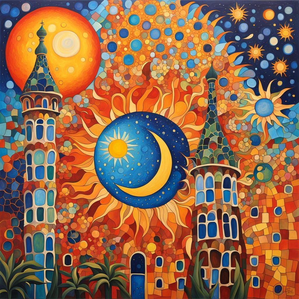 Sun and Moon in Vivid Colors, Inspired by Architecture