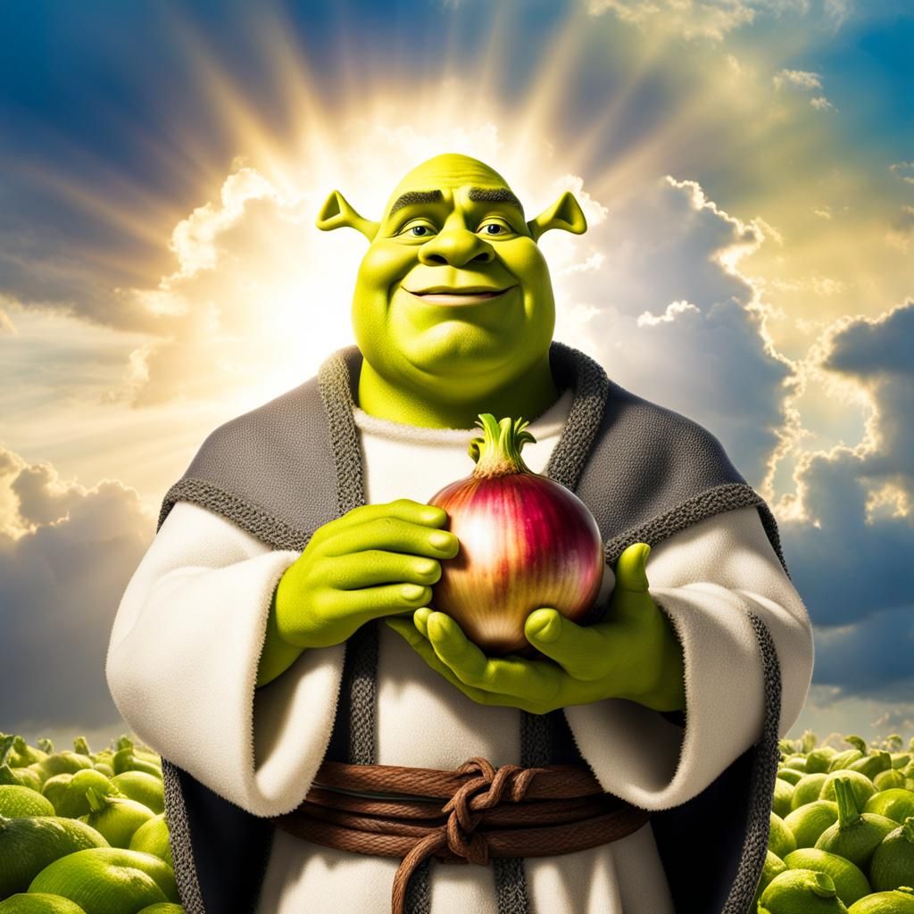 Holy Shrek with Onions in Divine Light