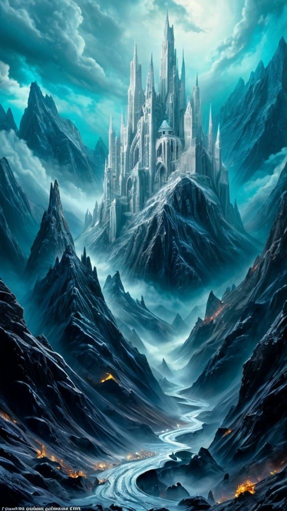 Otherworldly Sorcerer's Tower in Gothic Mountain Pass