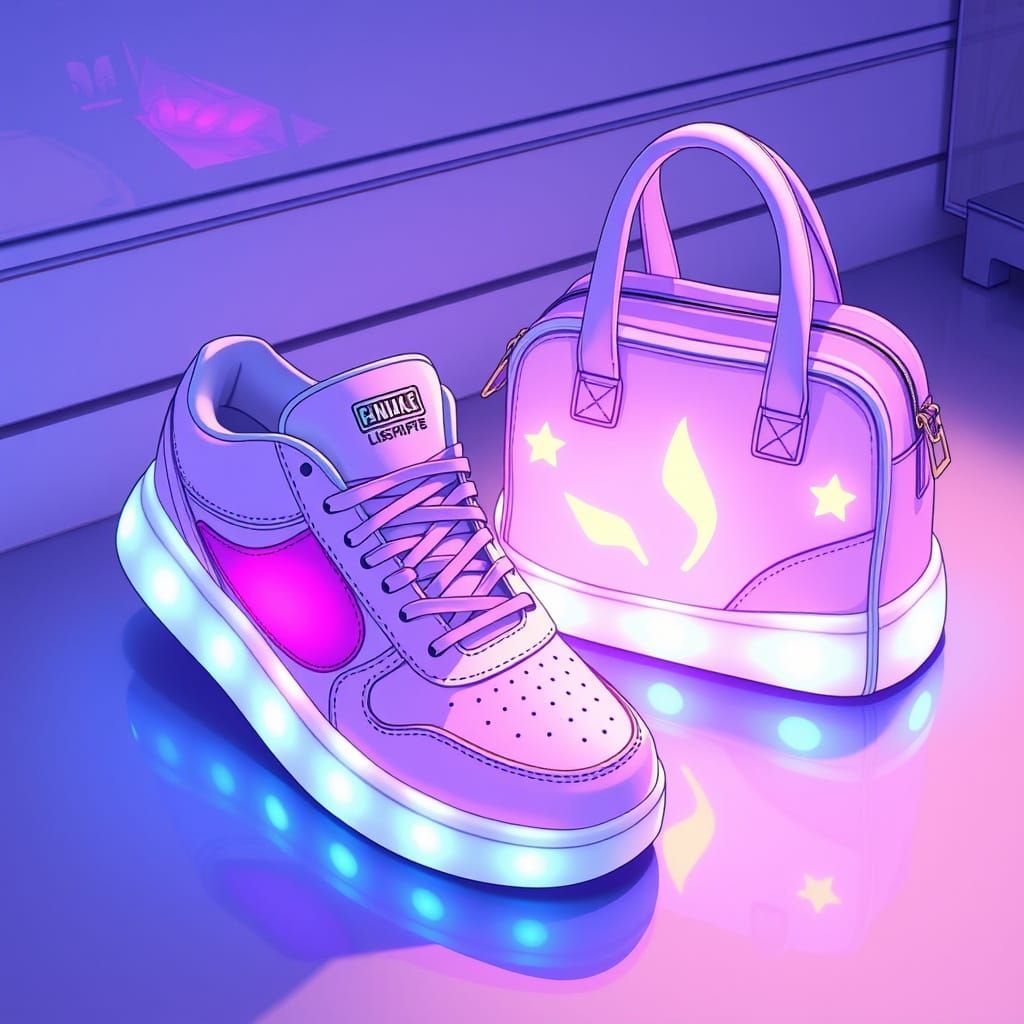 Anime Sneakers and Matching Bag with Lights