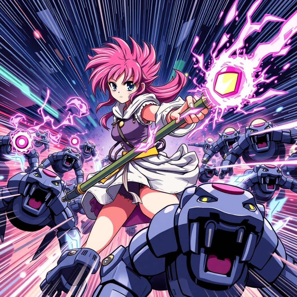 Pink-Haired Sorceress Unleashes Elemental Magic in Anime Sty...