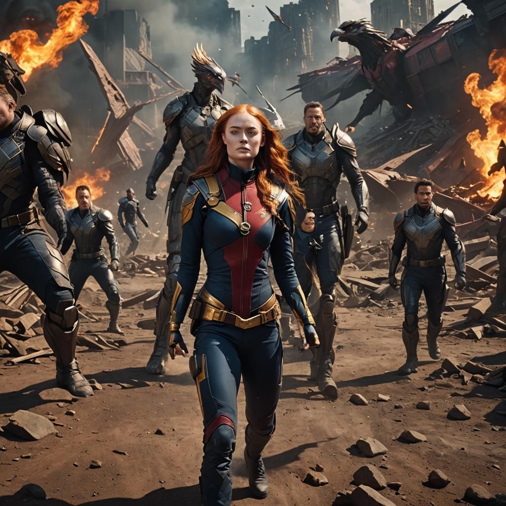 Sophie Turner as Phoenix: Detailed Matte Painting