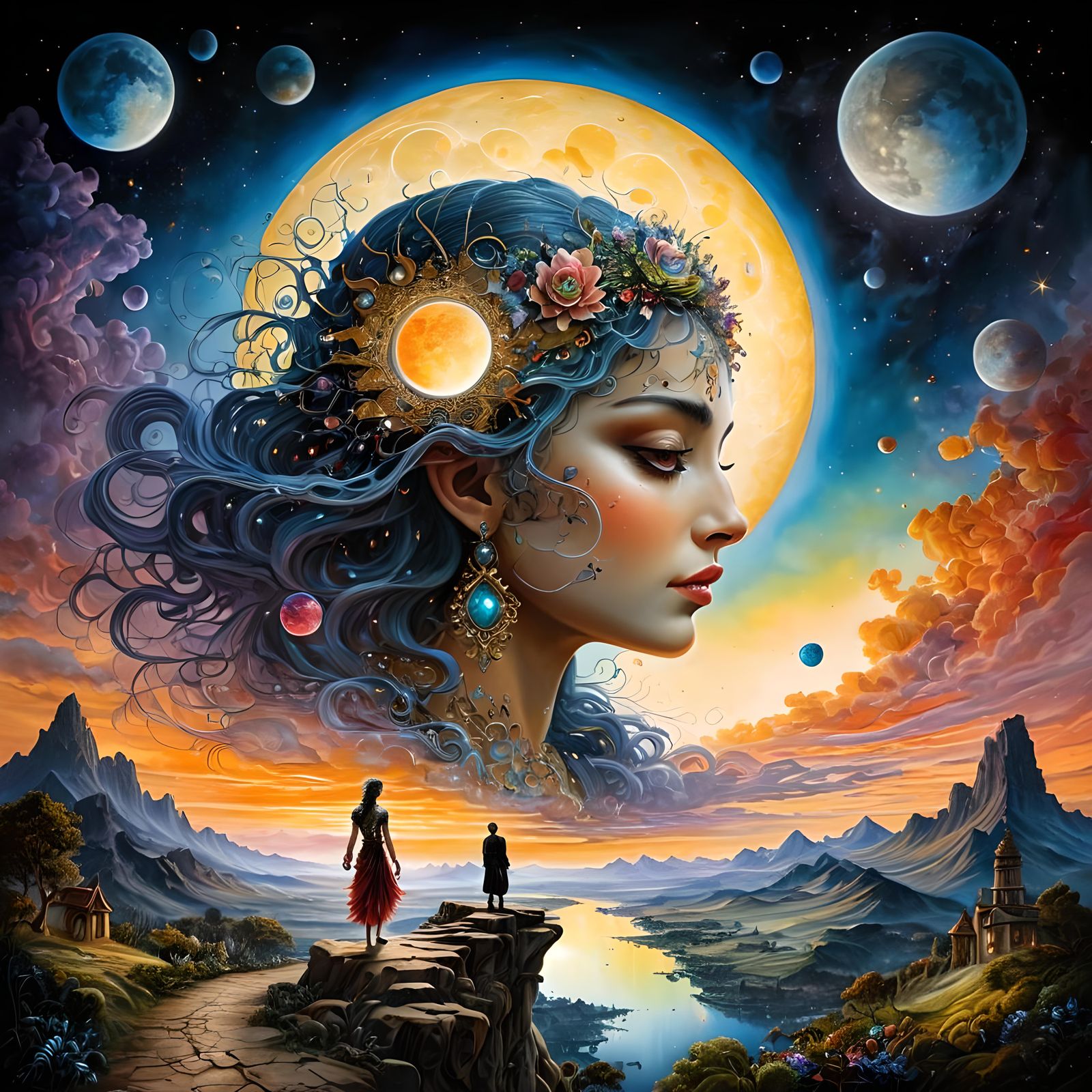 Galactic Moonscape in Gothic Hyperrealism Style