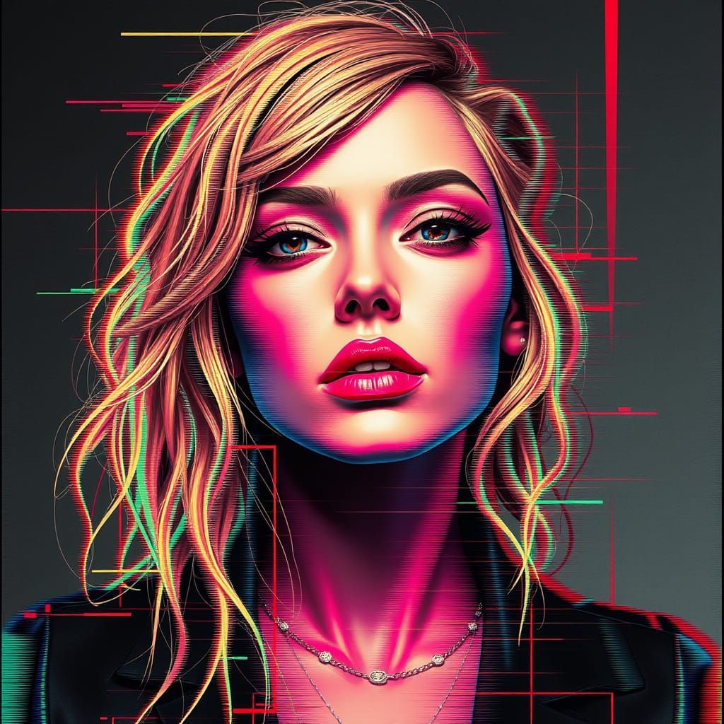 Glitch Art Portrait of a Woman