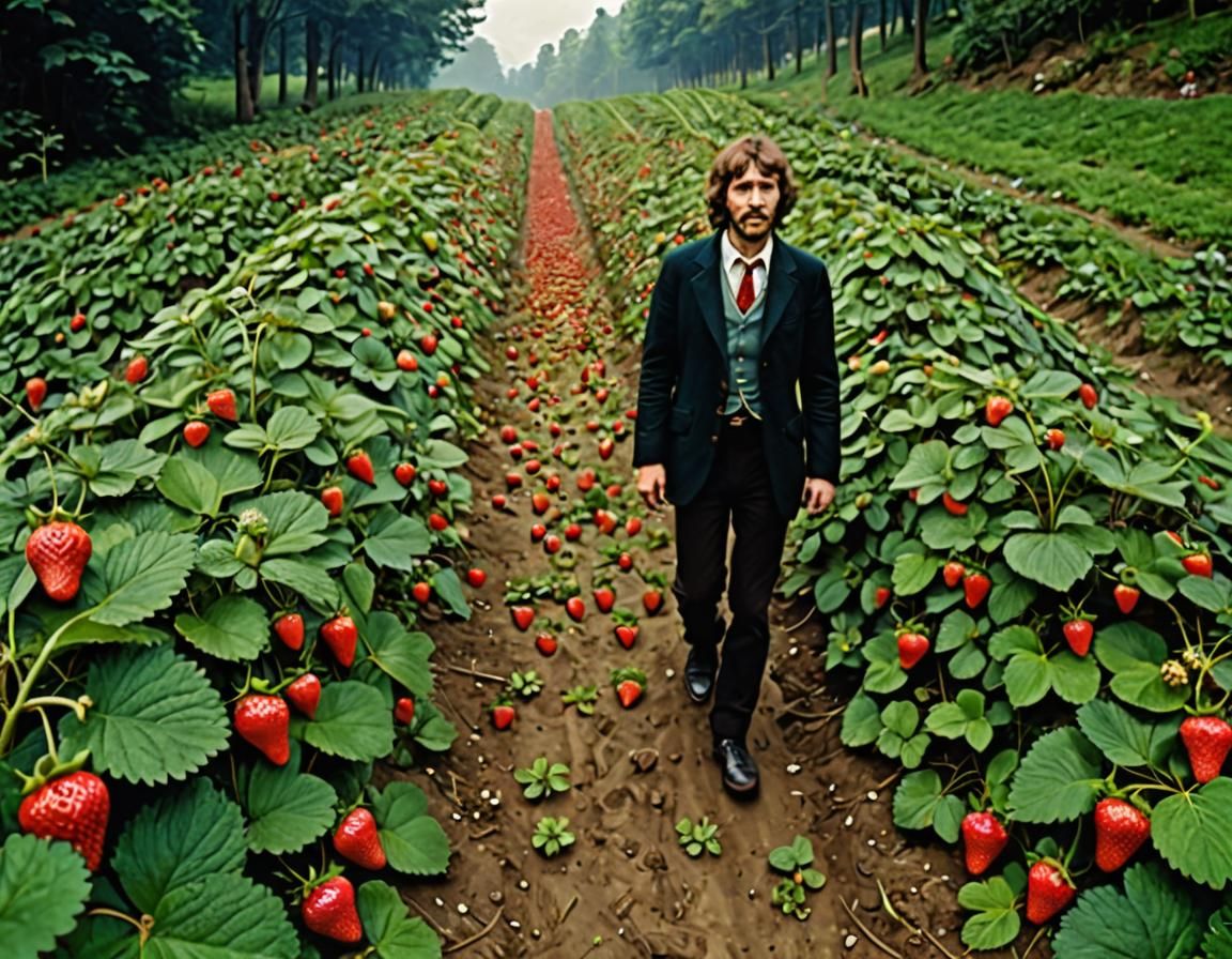 Strawberry Field Dreamscape: A Surreal Journey