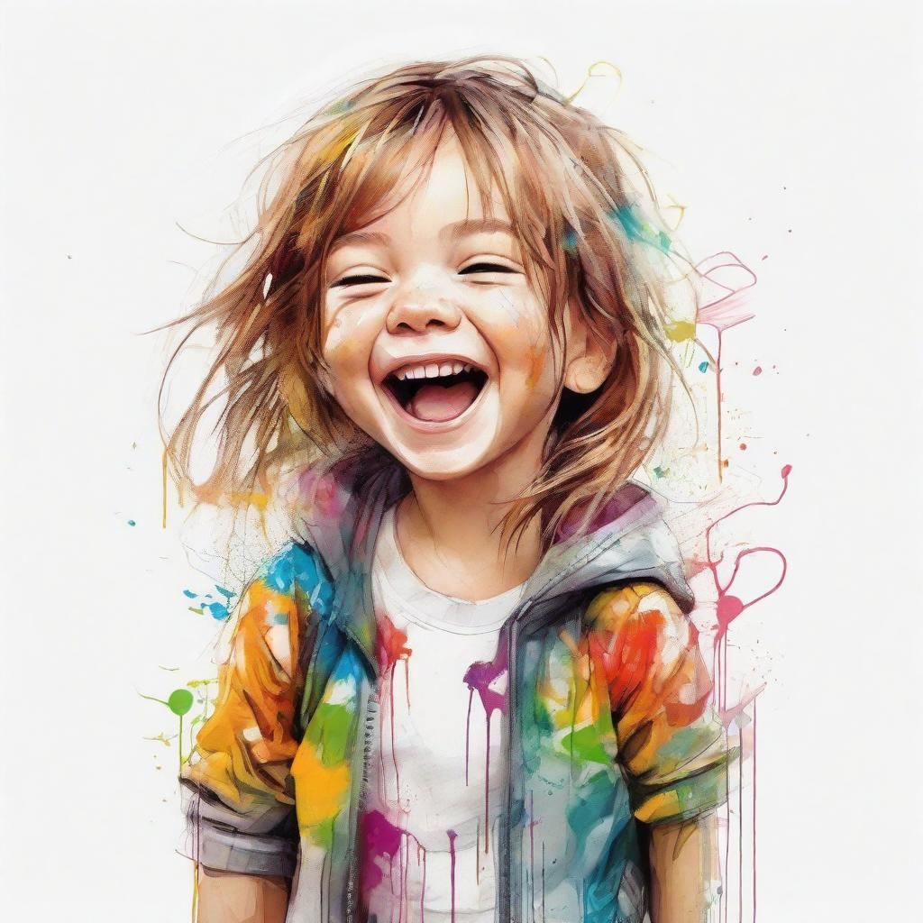 Cute Girl Giggling: Graffiti Art in 3D