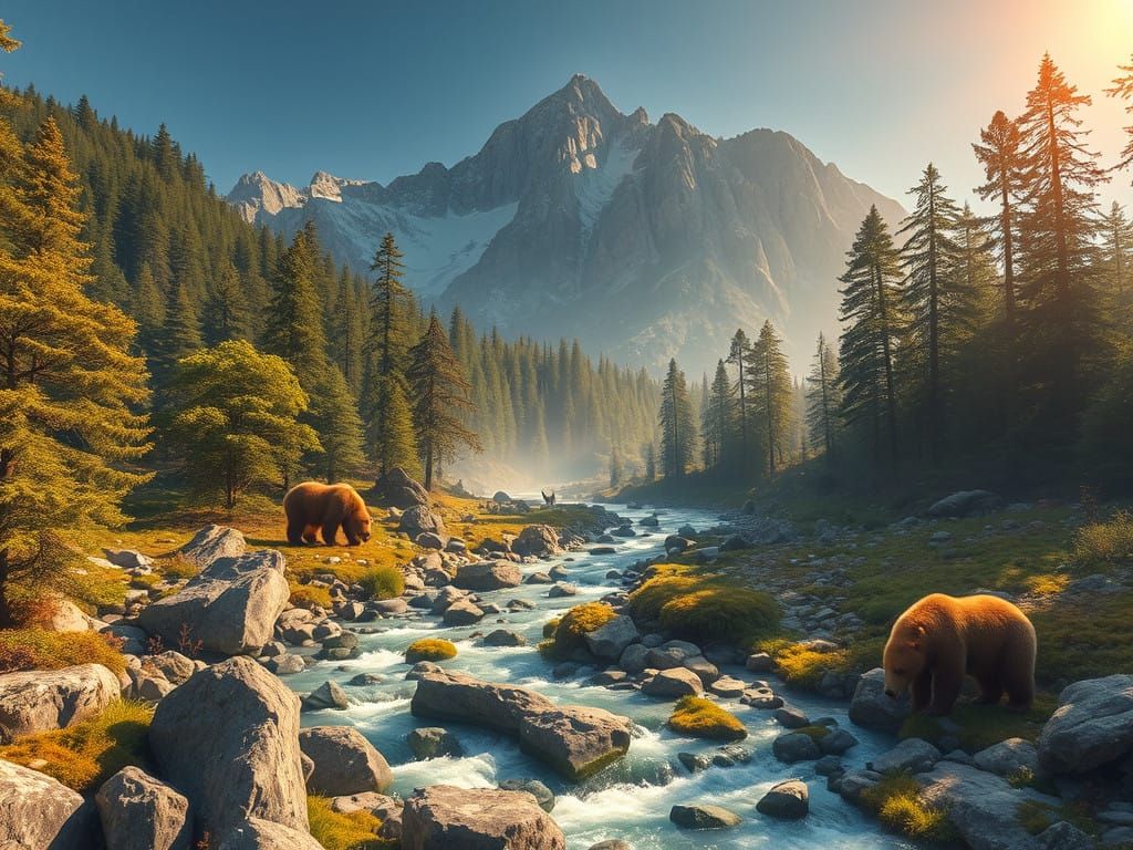 Surreal Mountain Ecosystem in Ancient Times