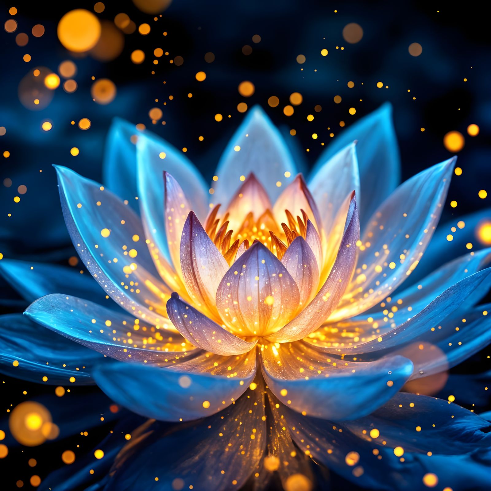 Bioluminescent Lotus Flower in Vibrant Neon Colors