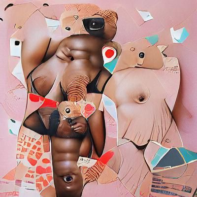 Erotic Mixed-Media Collage in Tschabalala Self Style