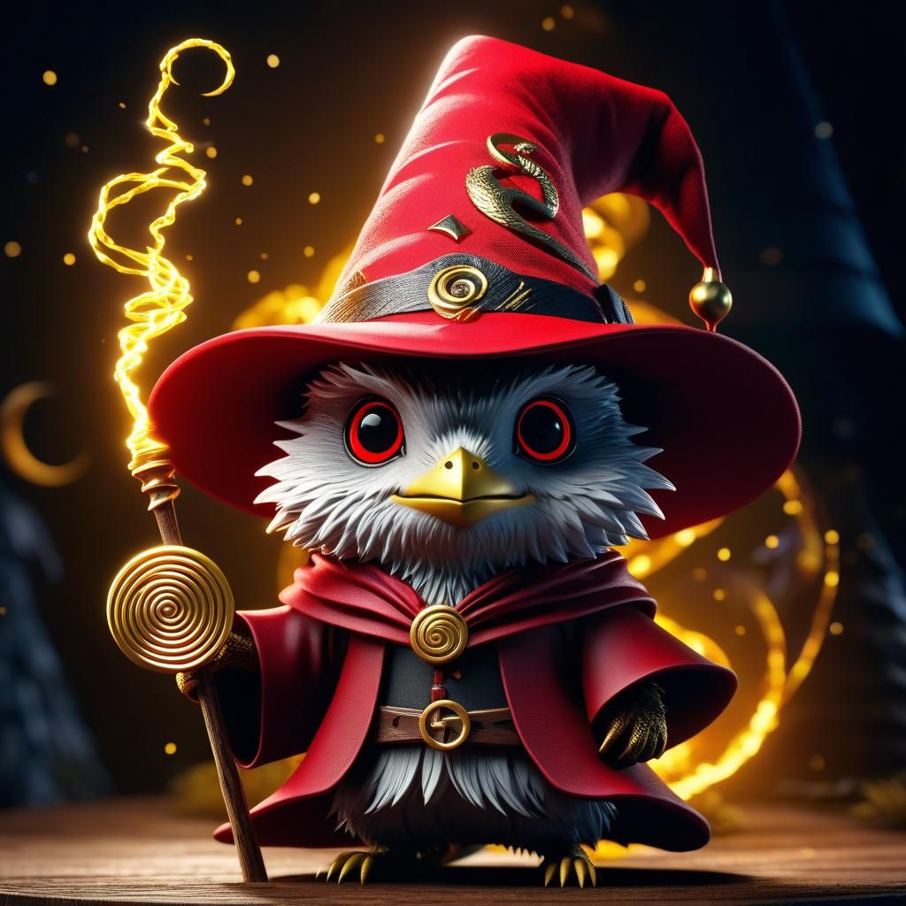 Charming Wizard with Magical Hat in Anime Style