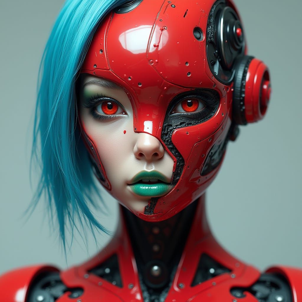 Futuristic Robot with Humanoid Features