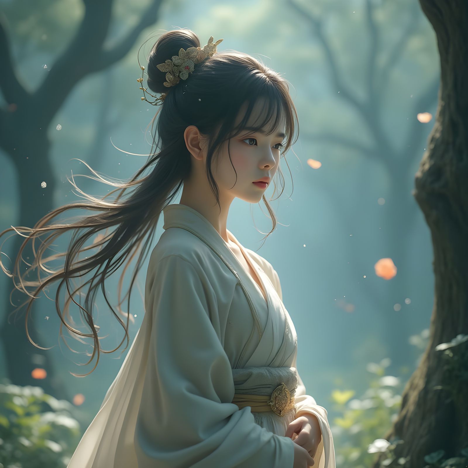 Ethereal Beauty in Traditional Anime Style