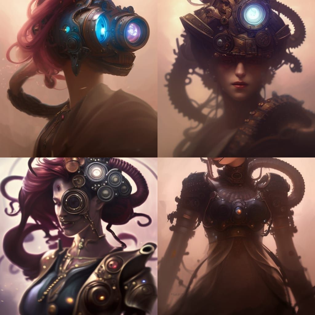 Steampunk Woman Portrait in Dark Fantasy Style