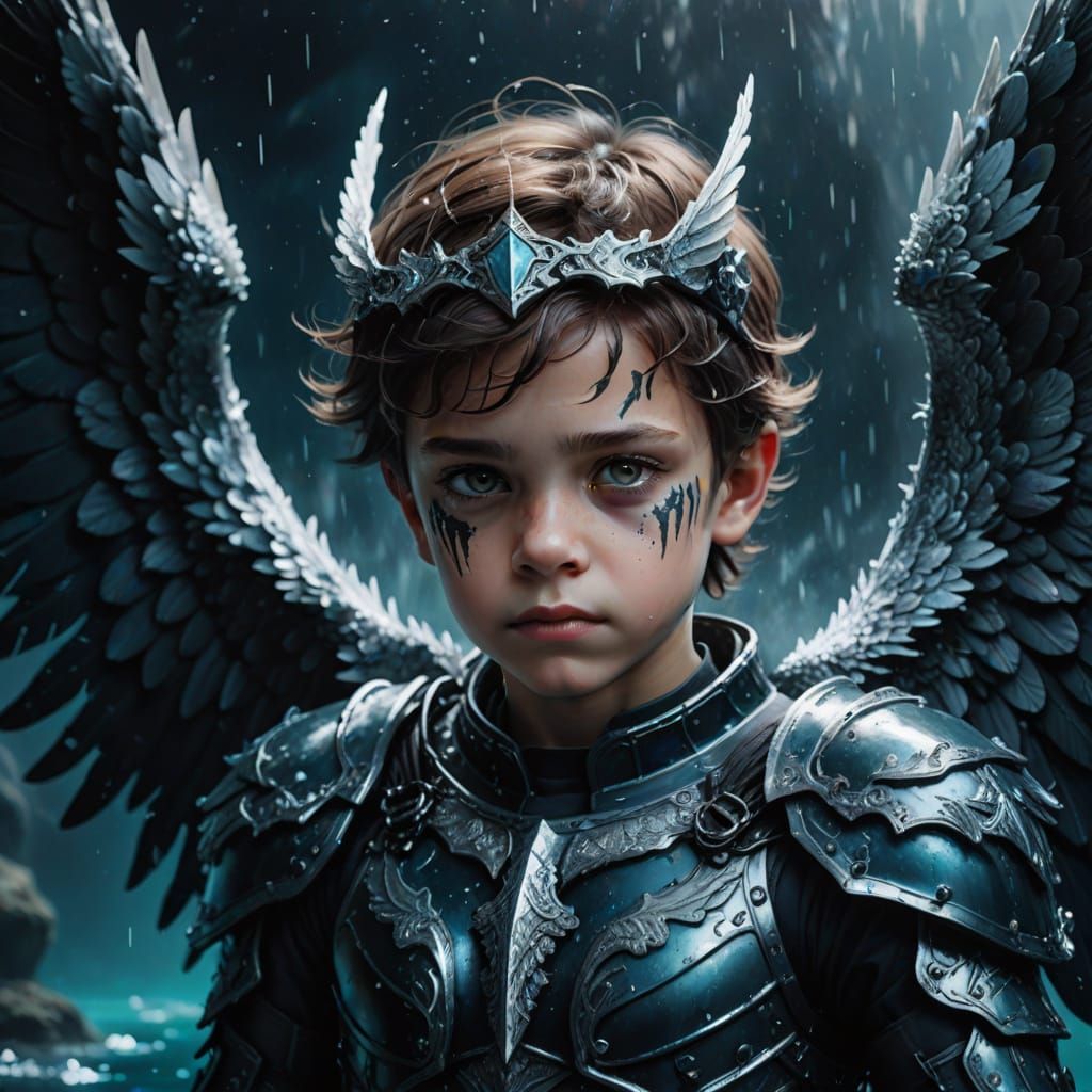 Metal Dark Angel Transformation in Oil Painting