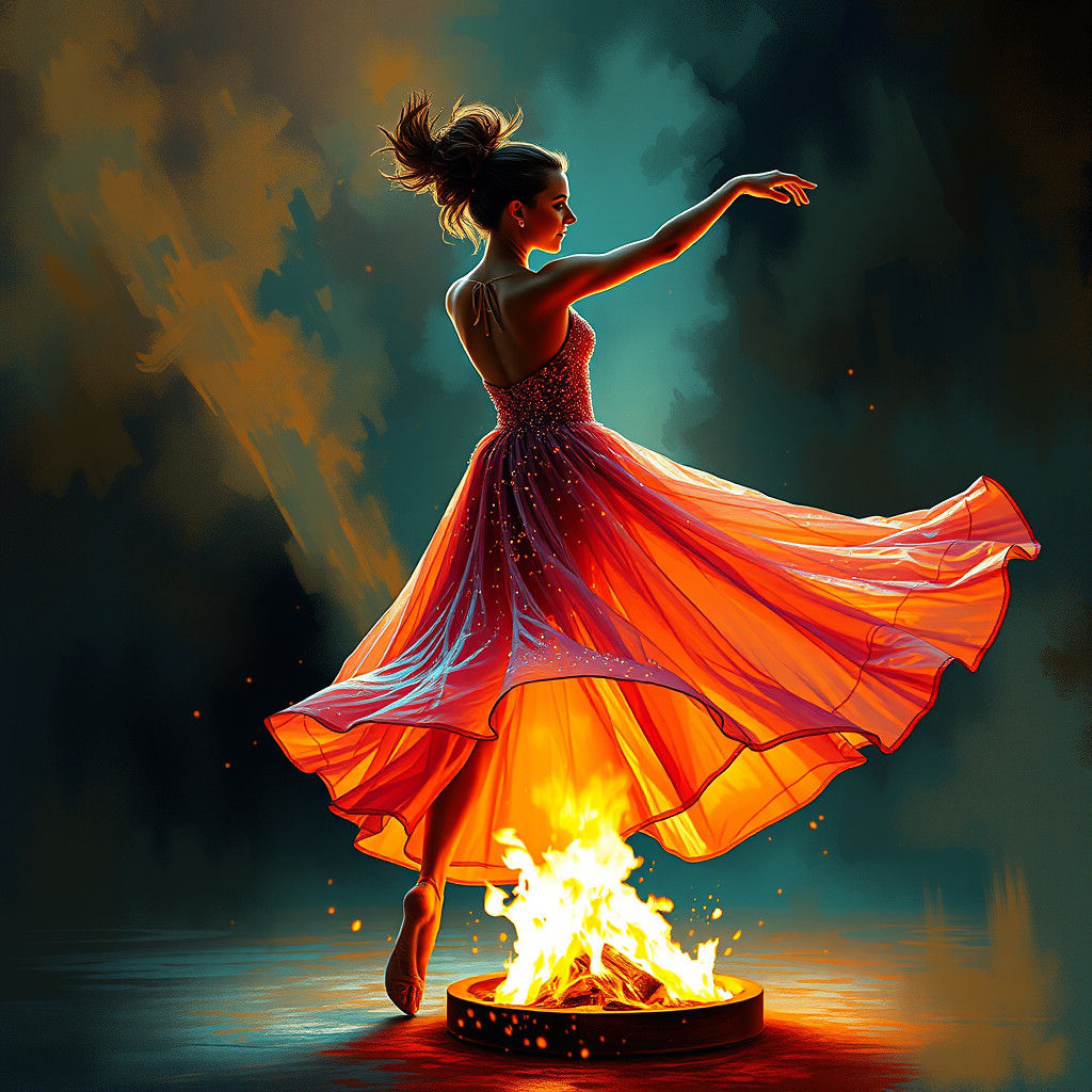 Iridescent Dancer's Silhouette: Art Inspired by Masters
