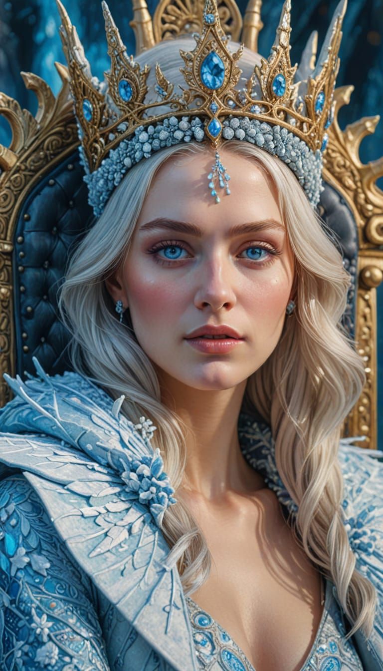 Queen of Winter and Fate: Surreal Oil Painting