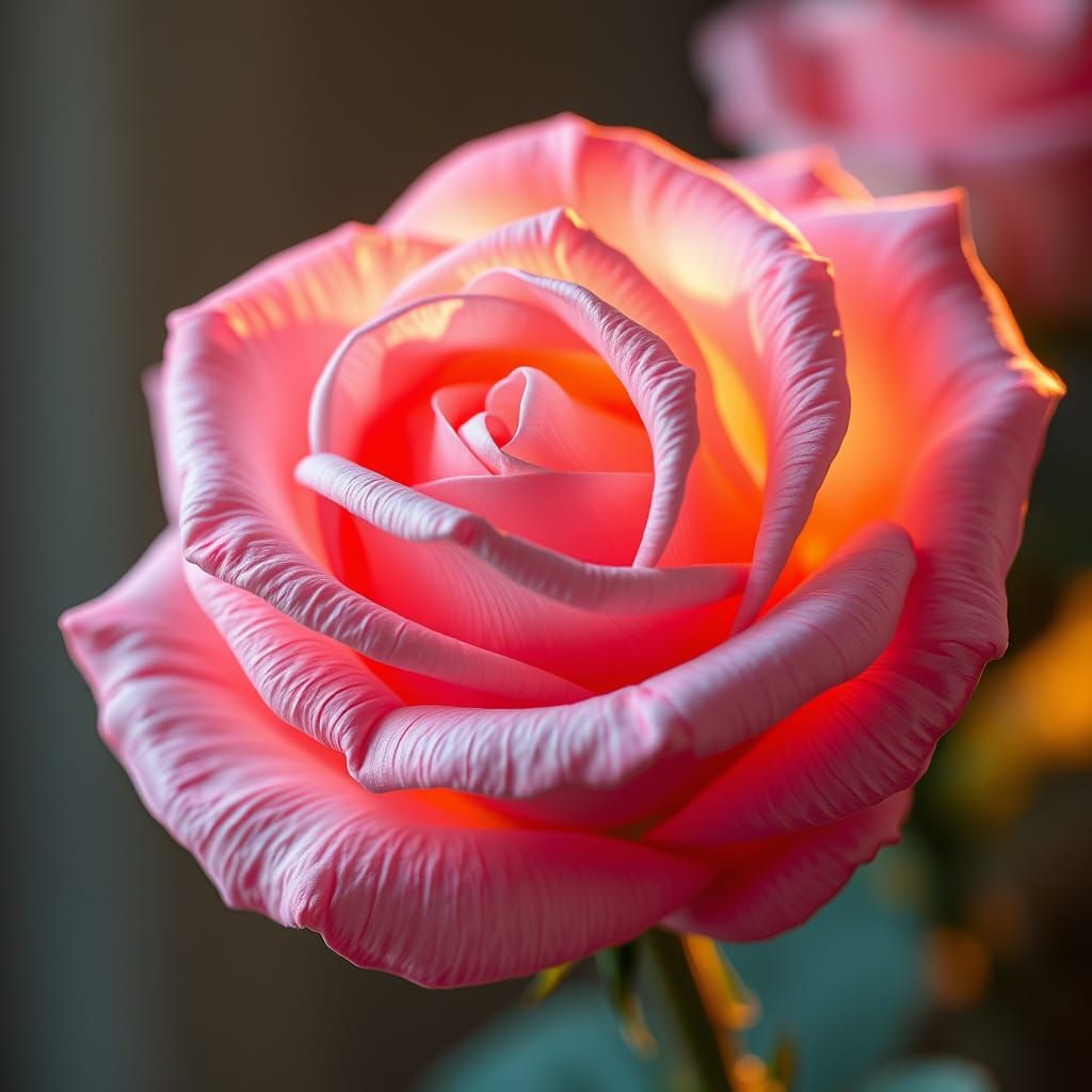 Delicate Pink Rose in Art Nouveau Style