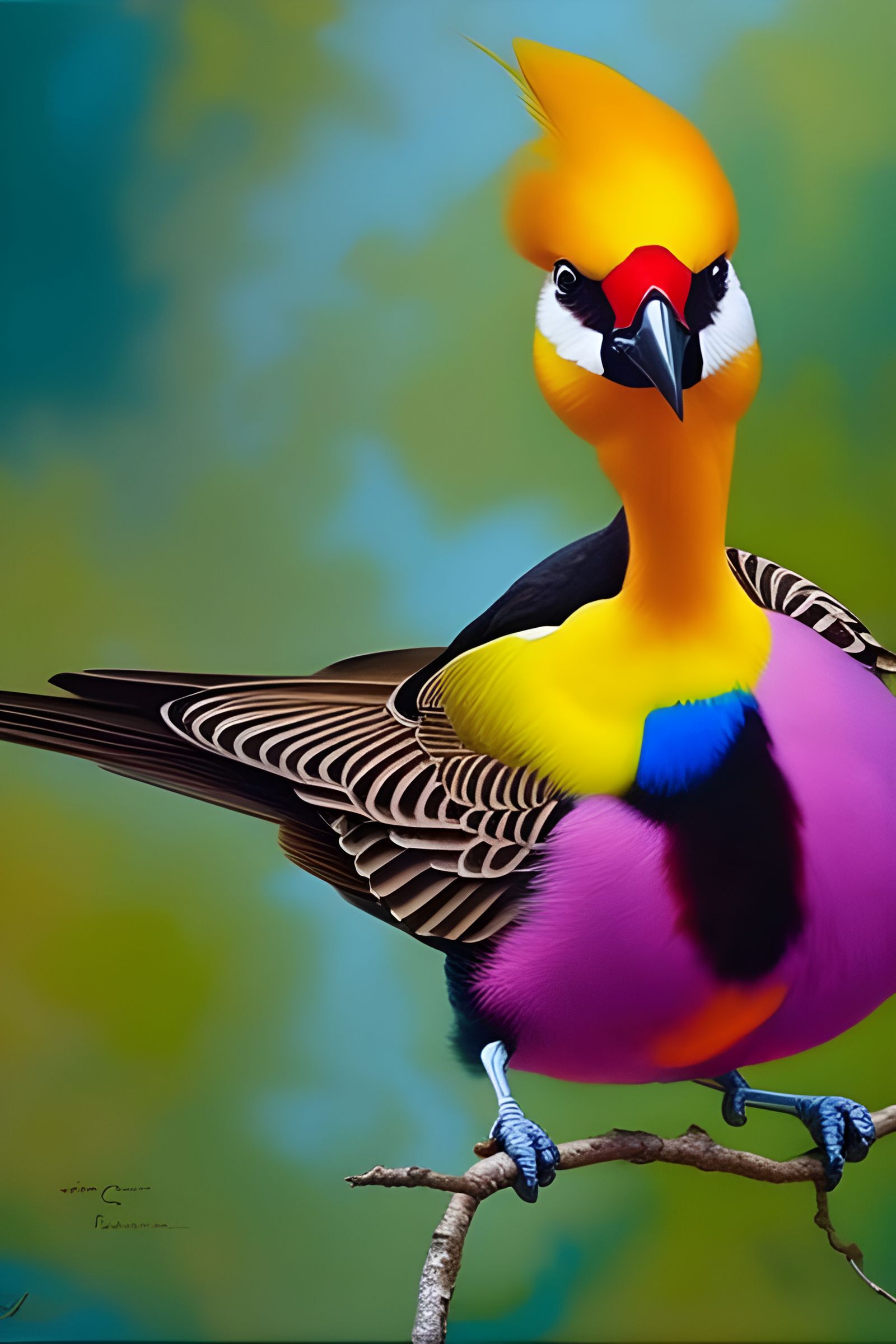 Vibrant Birds in Oil Painting Style