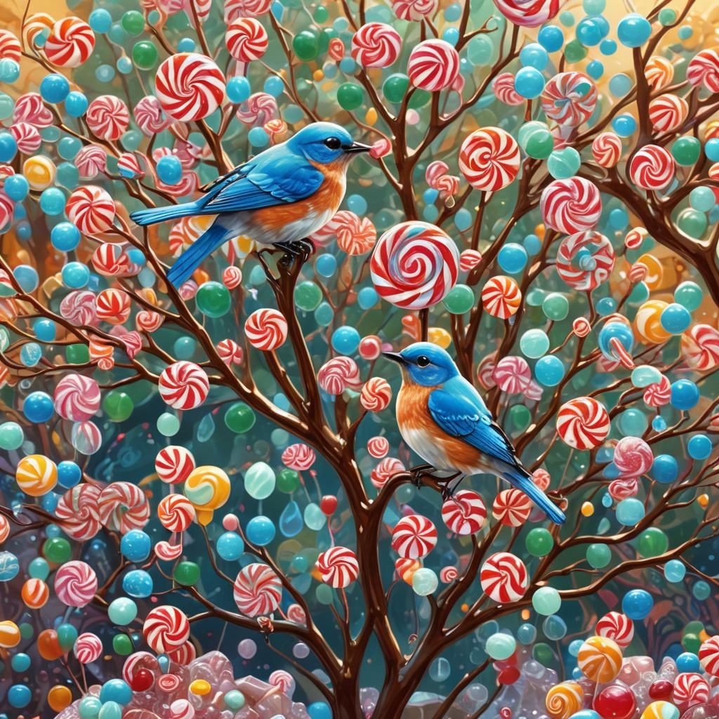 Bluebird in Candy Land: A Digital Illustration