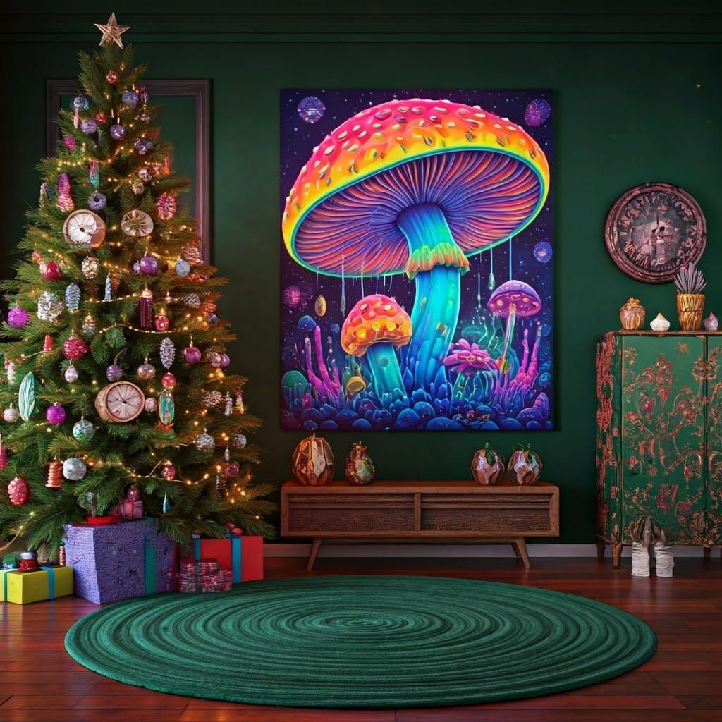 Whimsical Christmas Wonderland in a Hyper-Detailed Living Ro...