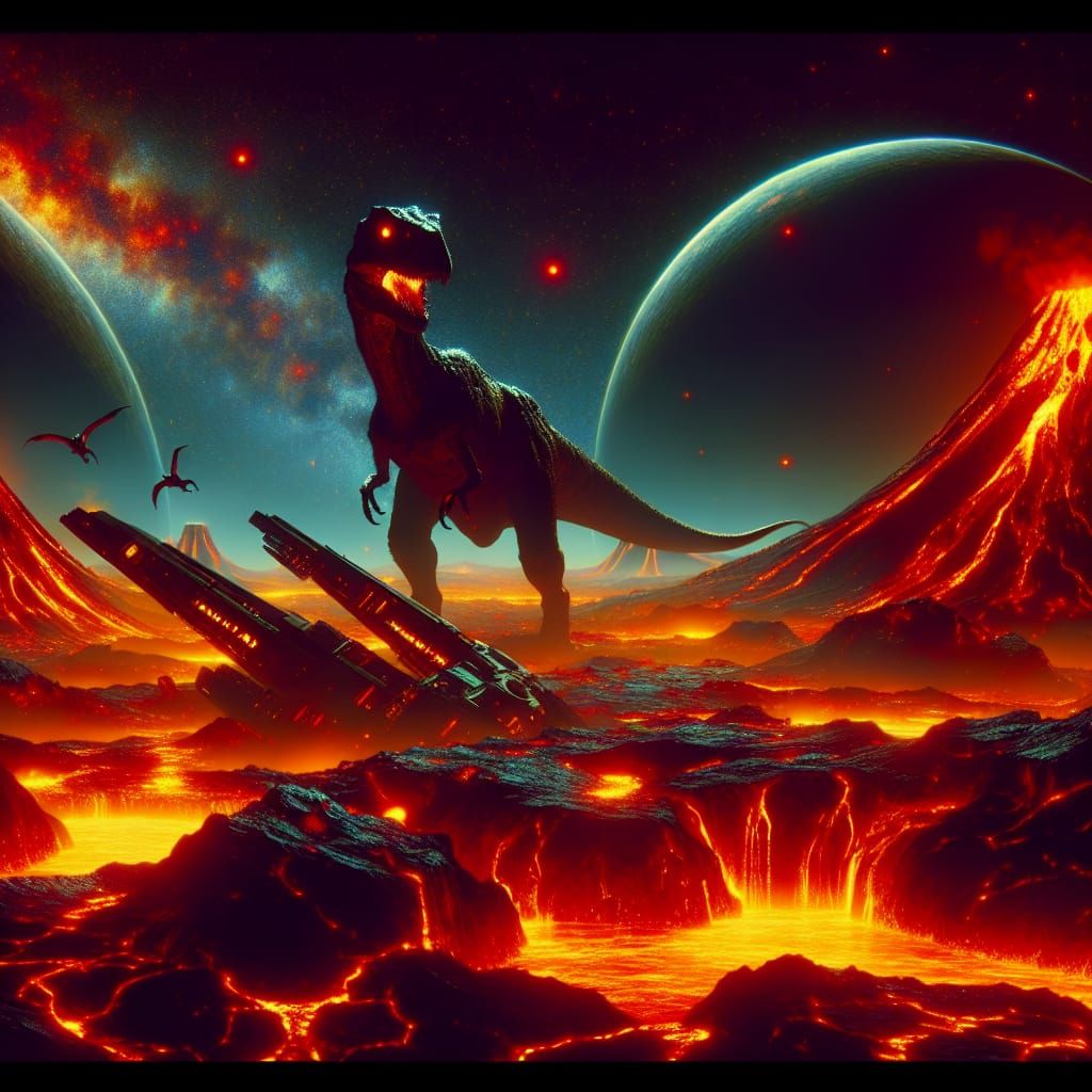 Volcanic Alien Planet Besieged by Dinosaurs