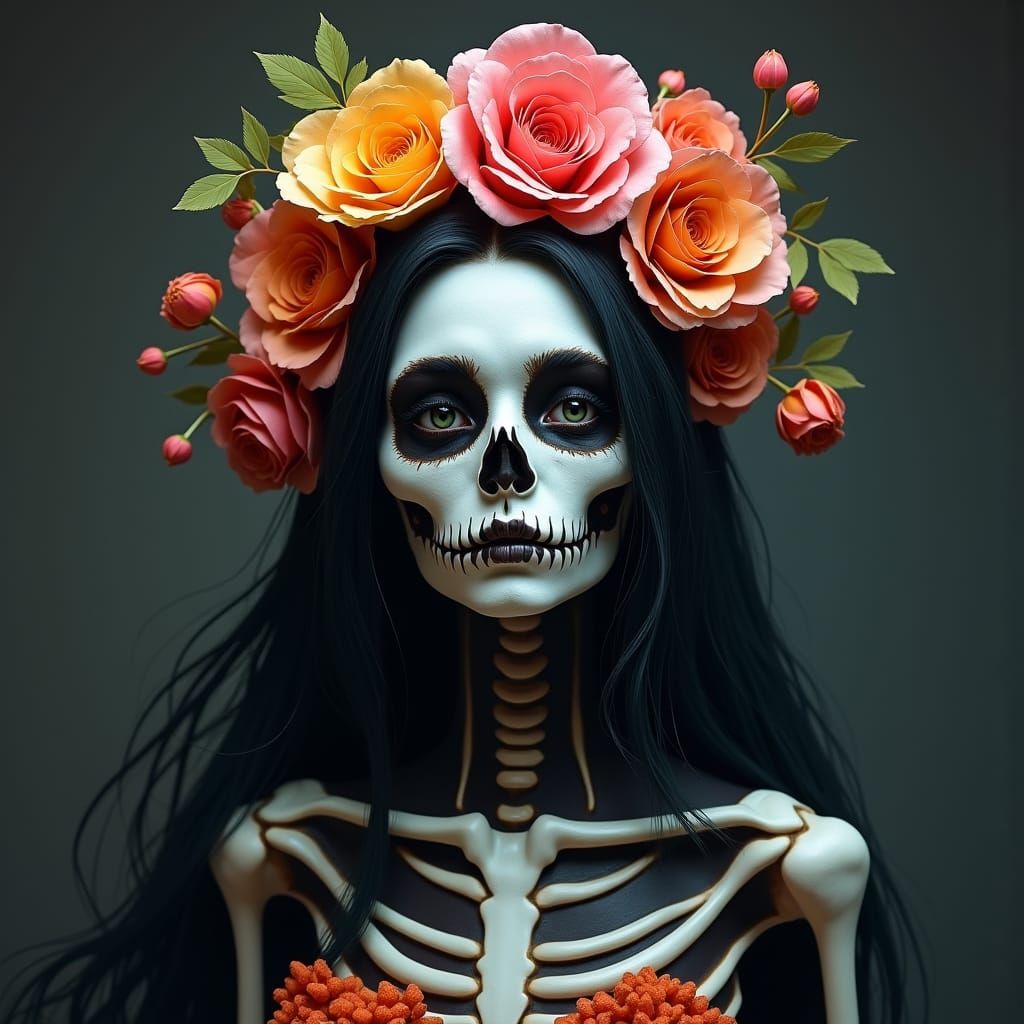 Ethereal Catrina Portrait in Mexican Surrealist Style