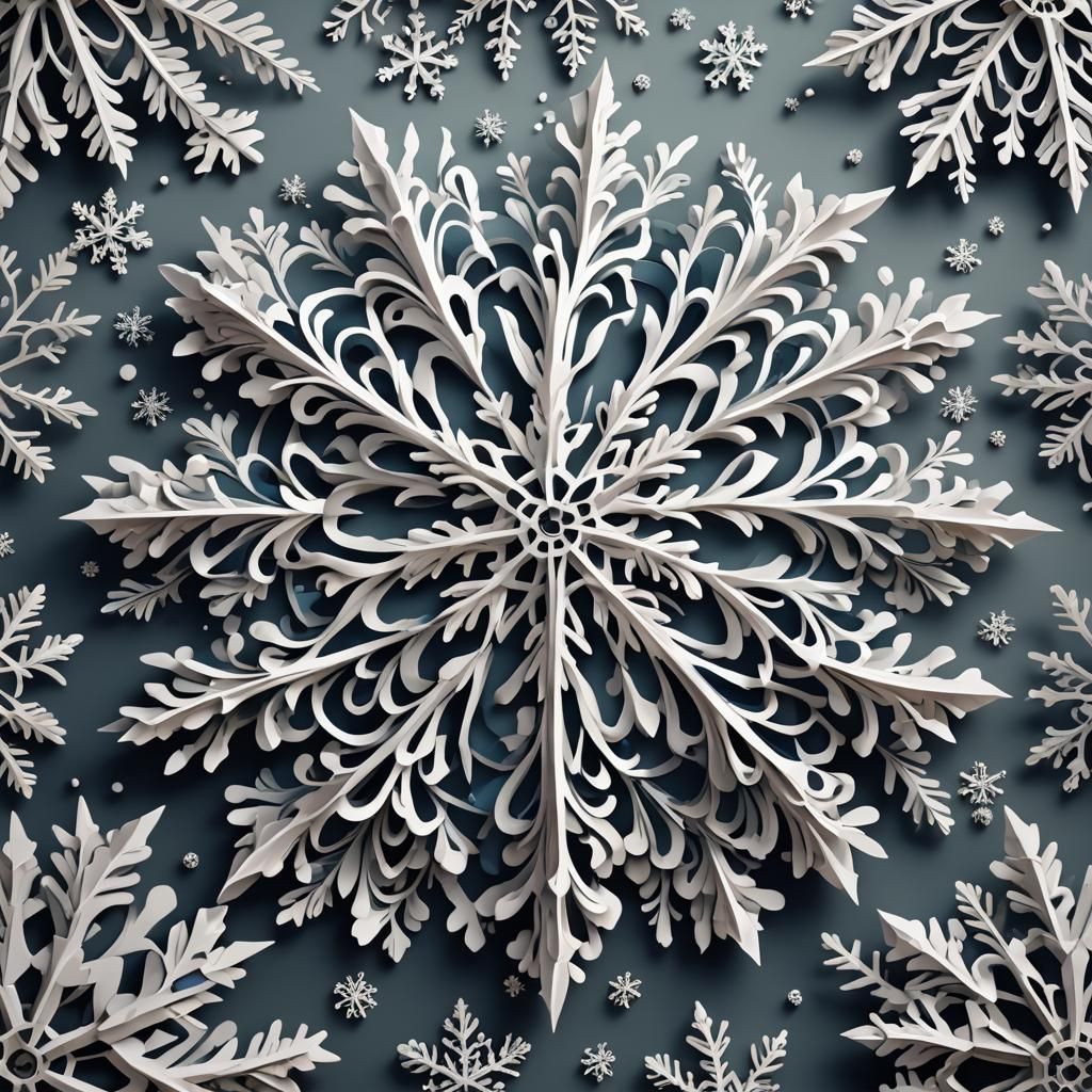 Intricate Kirigami Snowflake: Fantasy Concept Art