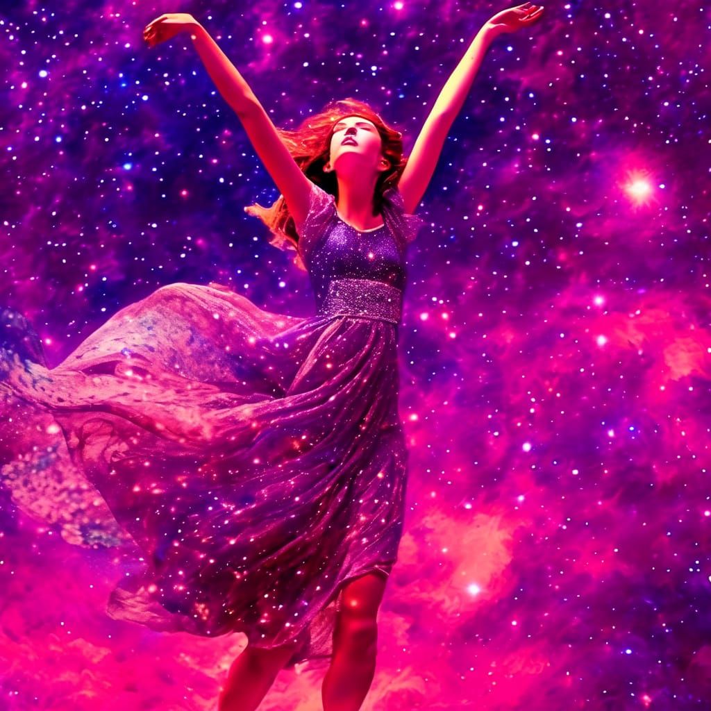 Ethereal Cosmic Beauty in Art Nouveau Style