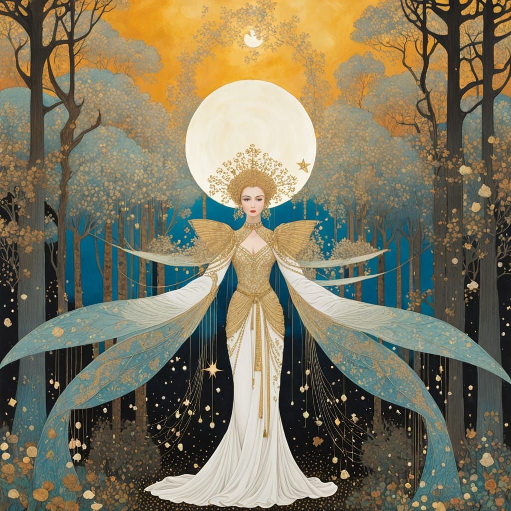 Enchanting Starry Forest Mistress in Iridescent Spring Color...