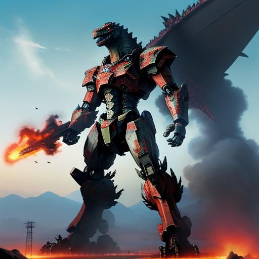 Anime Style Mecha Godzilla Key Visual