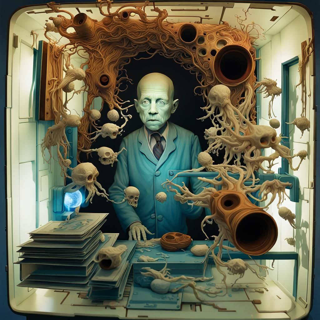 Surreal Hallucinatory Transformation with Blue Haze