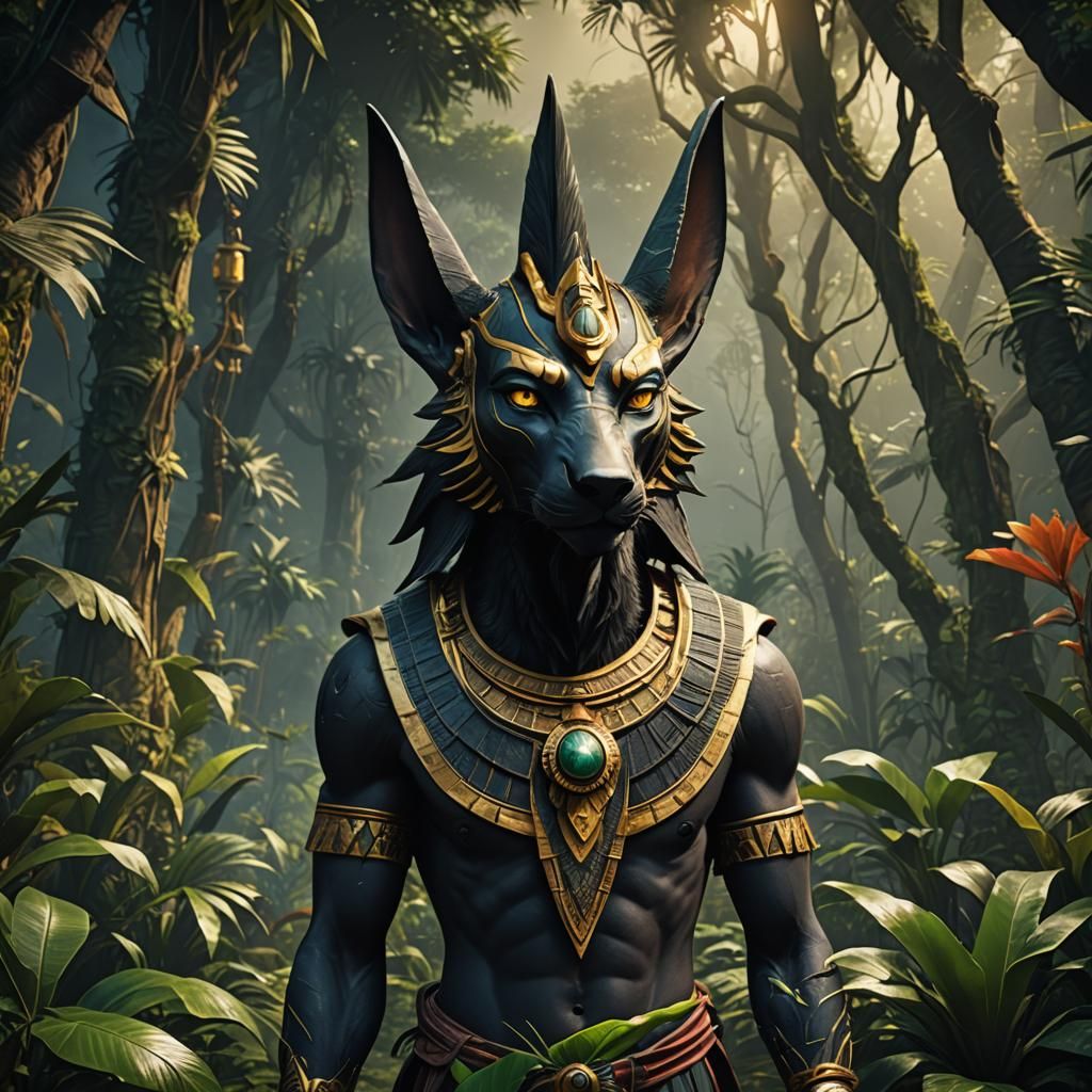 Anubis in Jungle: Detailed Matte Painting