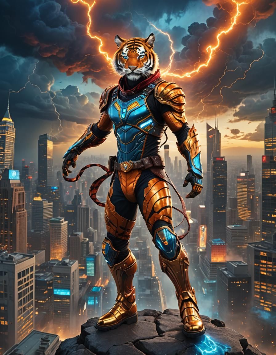 Apocalyptic Cityscape with Electric Boots in 80s Sci-Fi Styl...