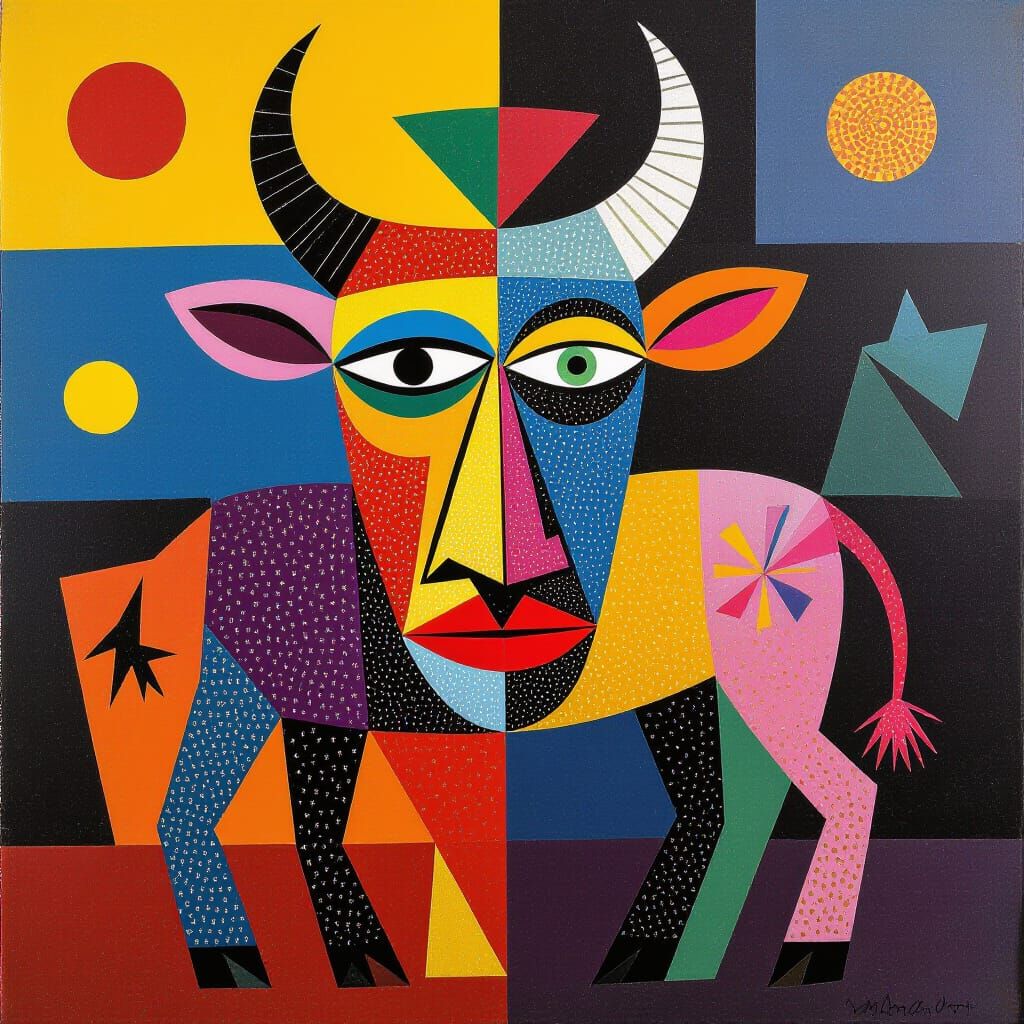 Kinetic Pointillism Image of a Watusi Bull