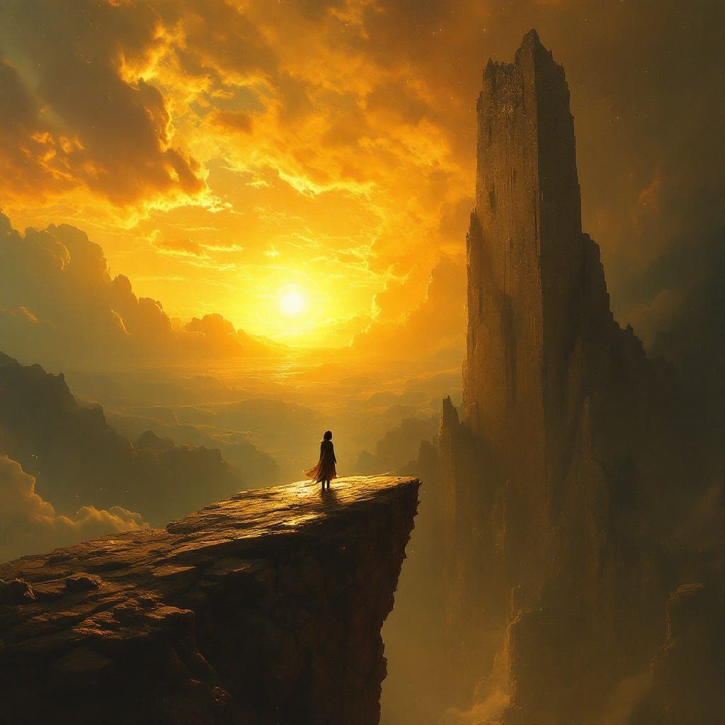 Ethereal Star Child Standing Amidst Cosmic Ruins