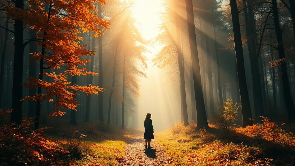 Autumnal Woman in Black Forest: Abstract Vector Fractal