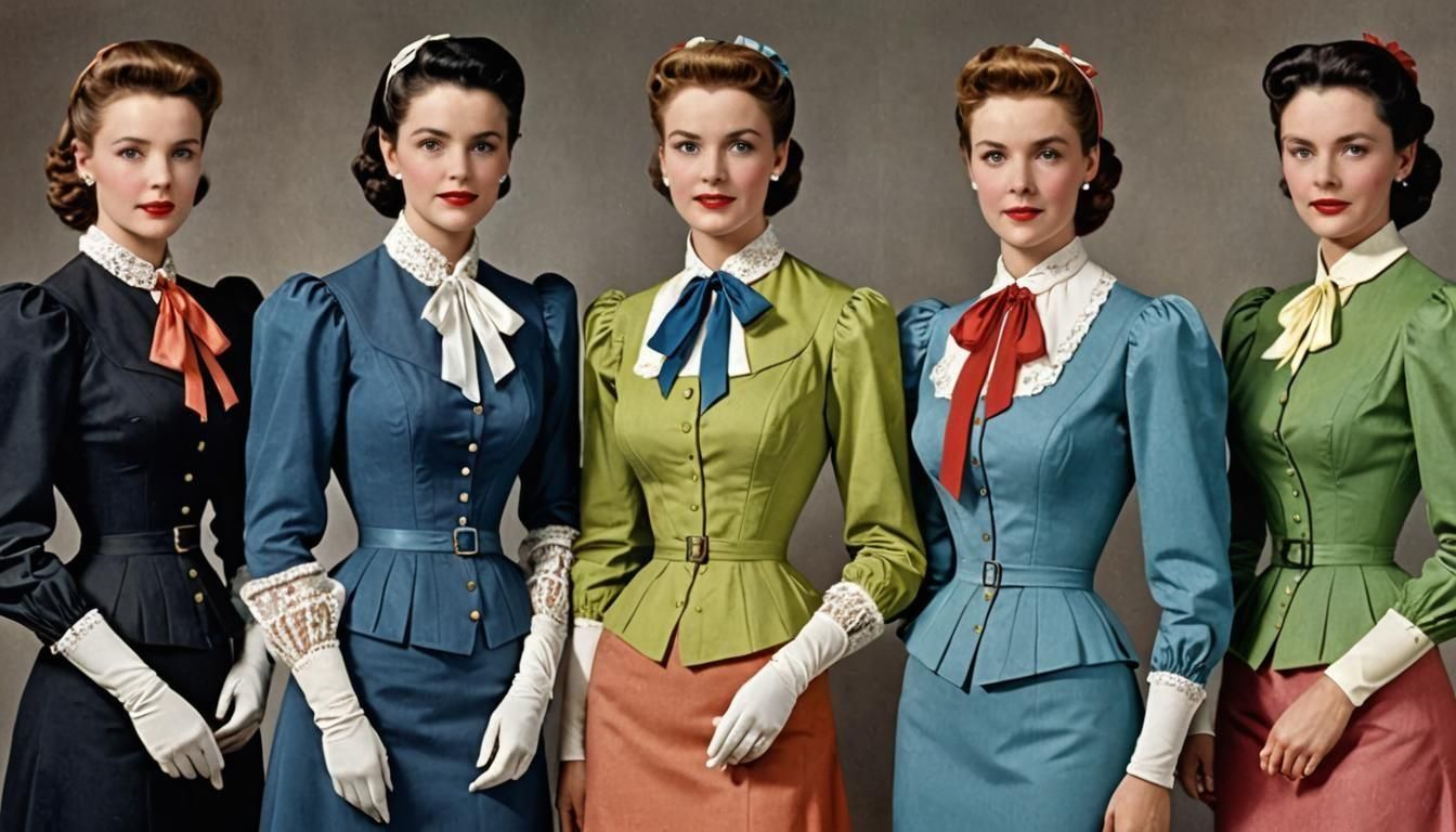 Colorful Women in Formal Blouses and Skirts