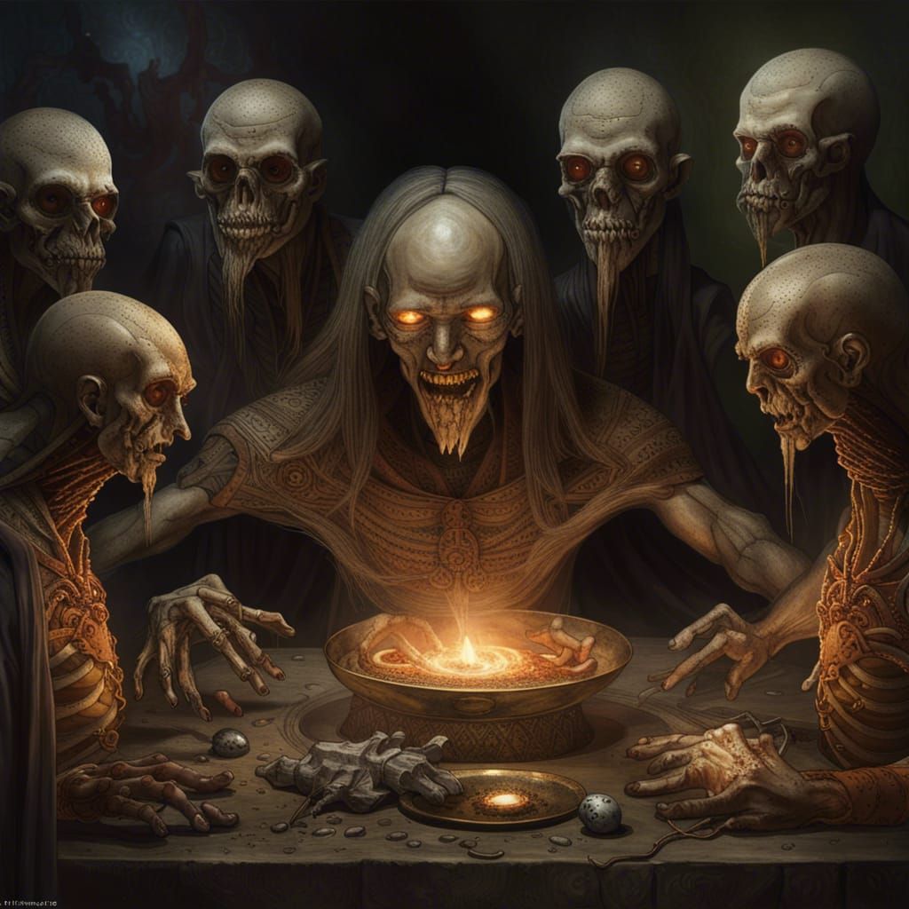 Ancient Sorcerer's Summons: Grotesque Monsters in Charcoal