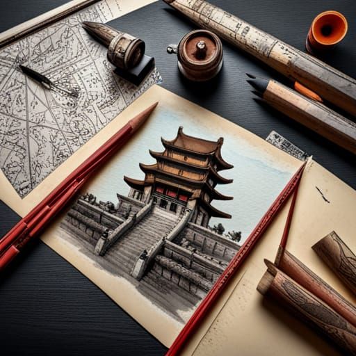 Chinese Tomb Raider's Scrapbook with Hieroglyphs