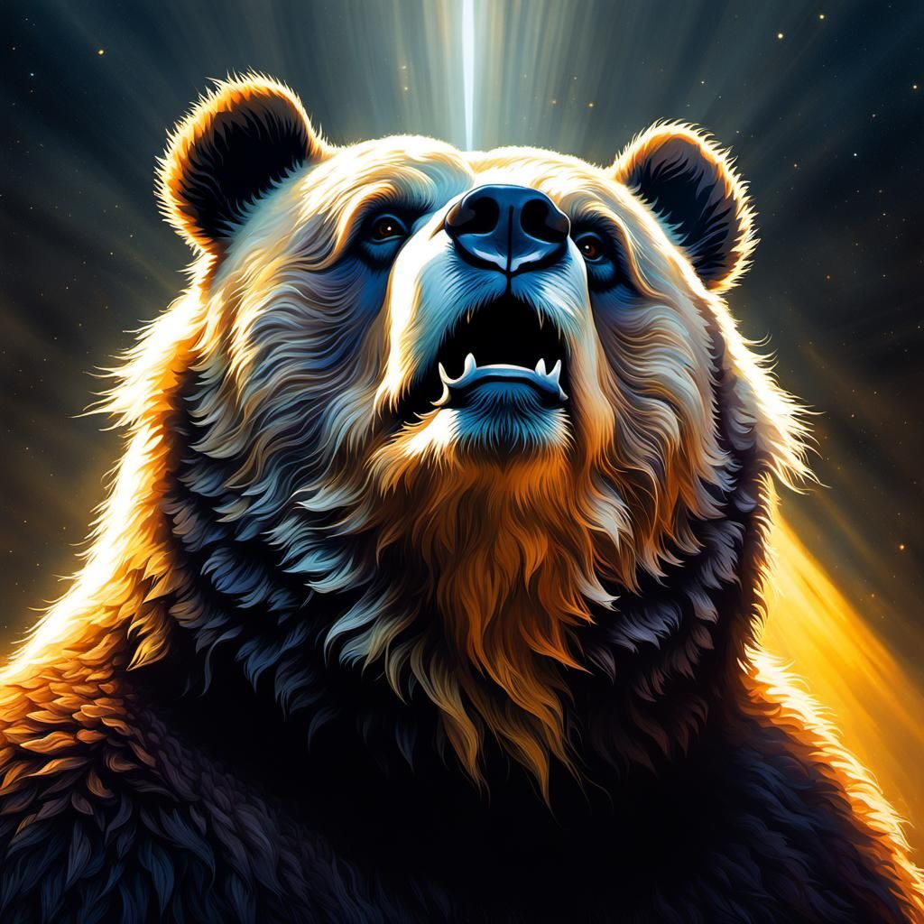 Demonic Cyborg Bear Microportrait in Dark Fantasy Style